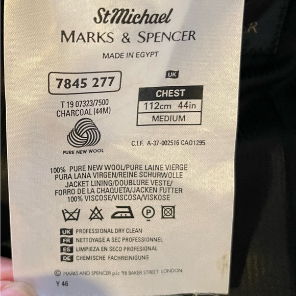 Mark & Spencer 100% Pure Wool 3 Button Blazer/Sport Coats in Charcoal - Picture 9 of 16